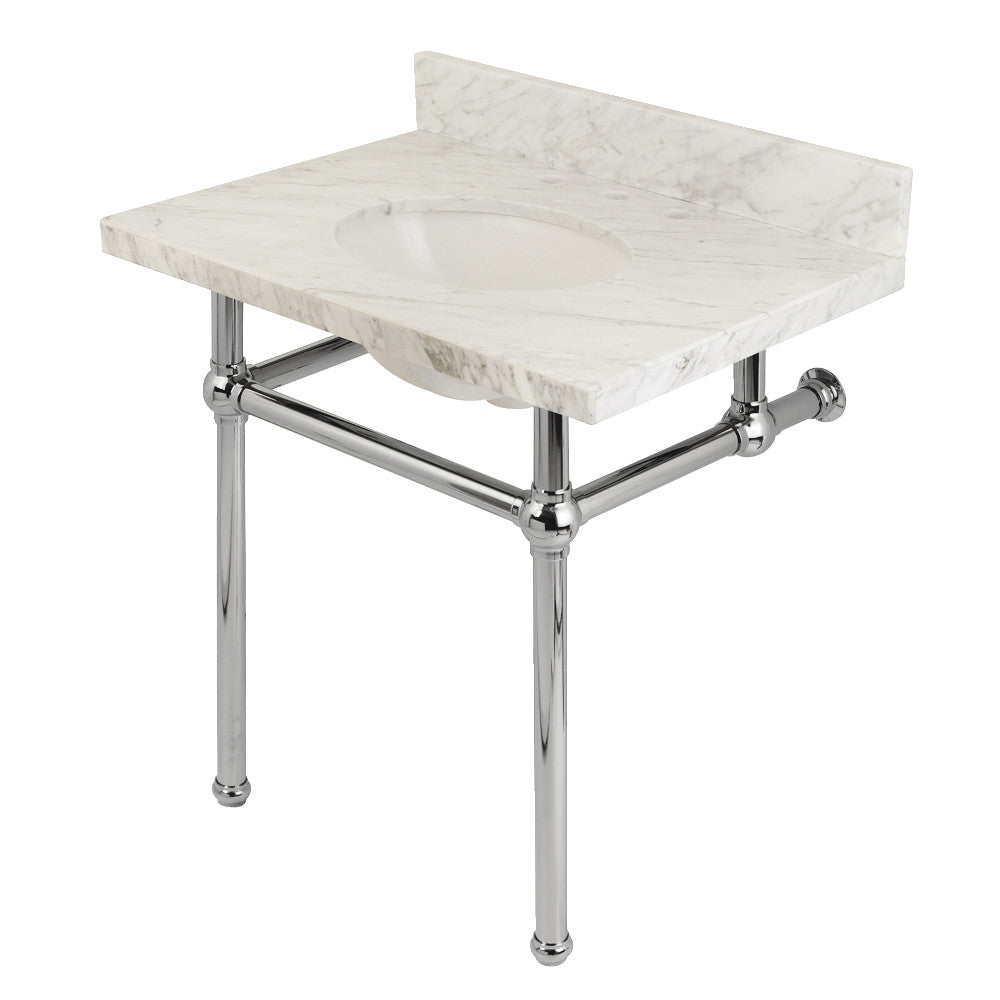 Templeton 30" X 22" Carrara Marble Vanity Top with Brass Feet Combo