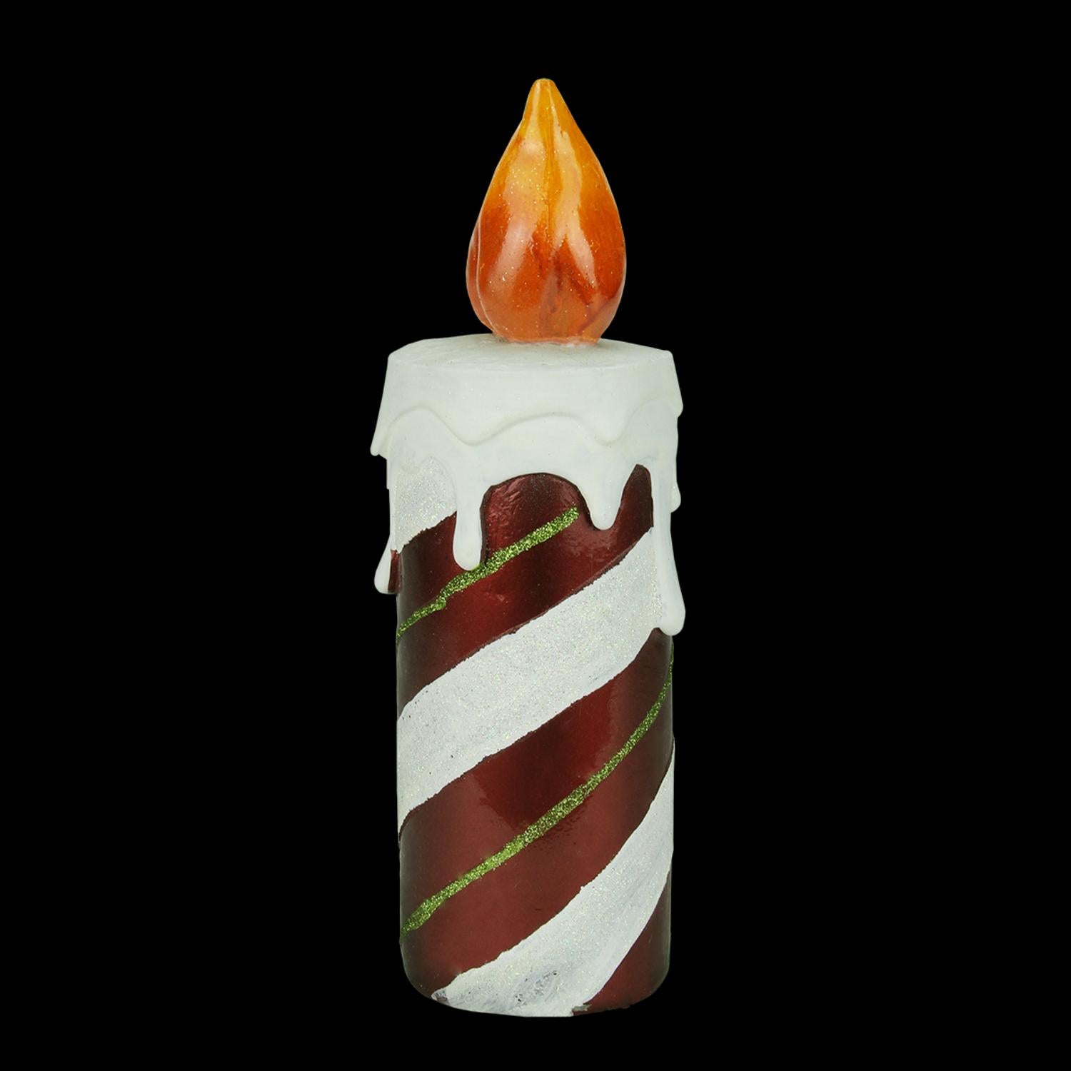 9.75" LED Lighted Festive Candy Cane Striped Candle Christmas Decoration