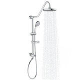 Rain Shower System W/ 8" Showerhead - 36.25"H X 8"W X 23.75"D - Brass - Adjustable Brass Slider - Surface Mounted Shower Systems