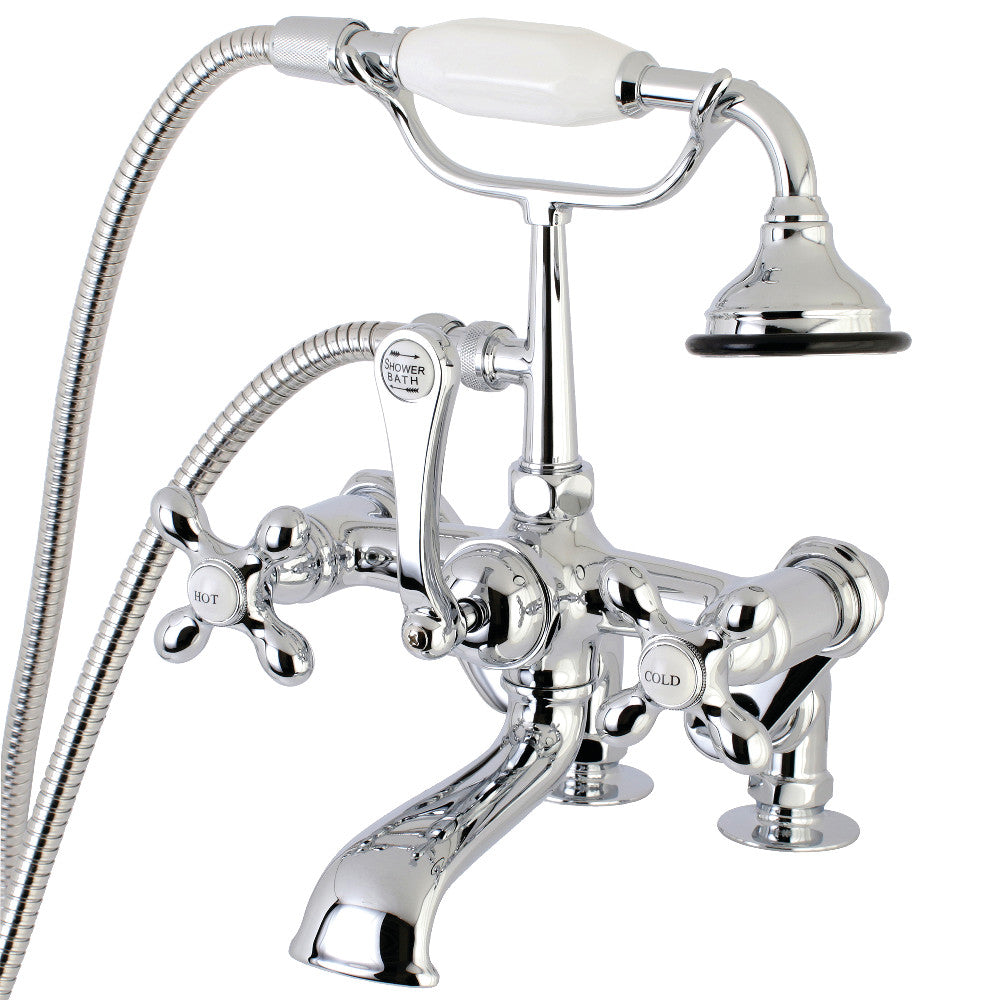 Auqa Vintage 7" Adjustable Clawfoot Tub Faucet With Hand Shower & Two Hole Installation, Polished Chrome