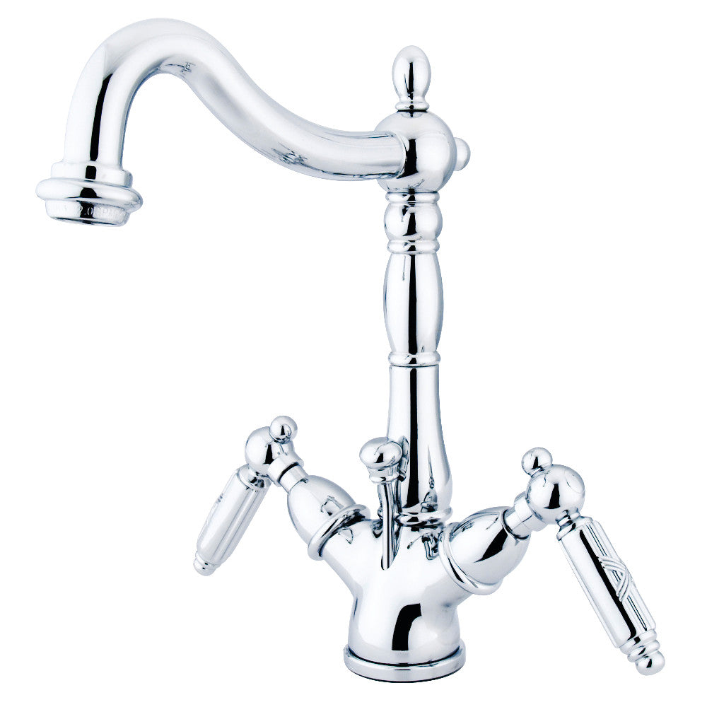 Victorian Two-handle Single Hole Deck Mount Bathroom Sink Faucet with Brass Pop Up and Cover Plate