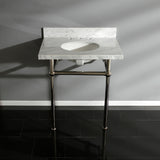 Templeton 30" x 22" Carrara Marble Vanity Top with Brass Console Legs