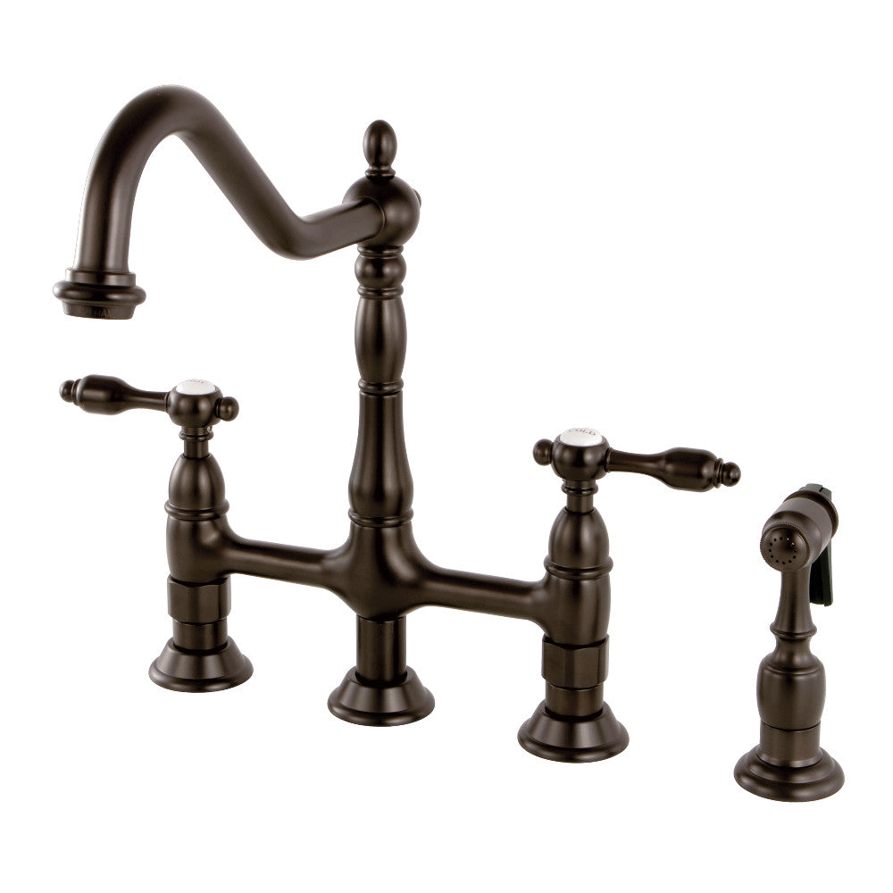 Tudor 8 Inch Center Kitchen Faucet With Brass Sprayer