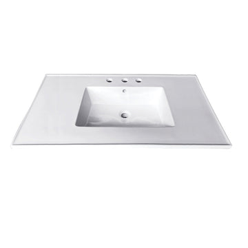 Fauceture Continental 31-Inch Ceramic Vanity Top, 4-Inch, 3-Hole, White