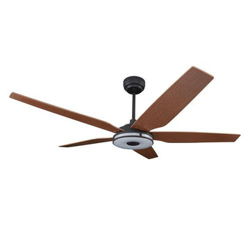 Explorer Black/Fine Wood Grain Pattern 5 Blade Smart Ceiling Fan with Dimmable LED Light Kit Works with Remote Control, Wi-Fi apps and Voice control via Google Assistant/Alexa/Siri
