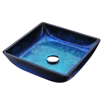 Glass Vessel Sink in Blazing Blue - Viace Series Deco