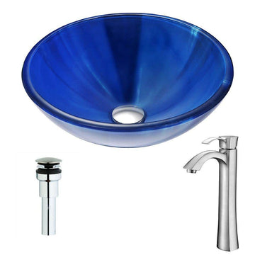Glass Vessel Sink with Harmony Faucet - Meno Series Deco