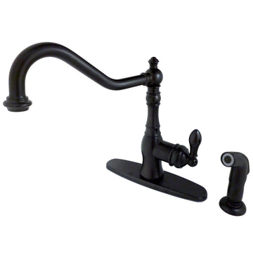 American Classic Sinchgle-Handle Kitchen Faucet with Brass Sprayer, Oil Rubbed Bronze