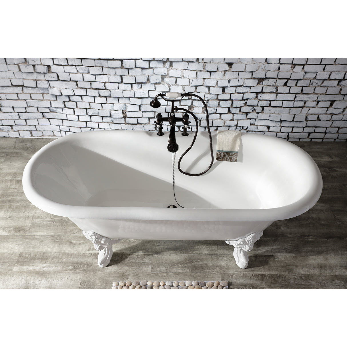 Cast Iron Double Ended Clawfoot Tub with 7 - Inch Faucet Drillings - BUILDMYPLACE