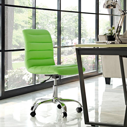 Modway Ripple Armless Mid Back Vinyl Swivel Computer Desk Office Chair - Computer Chair
