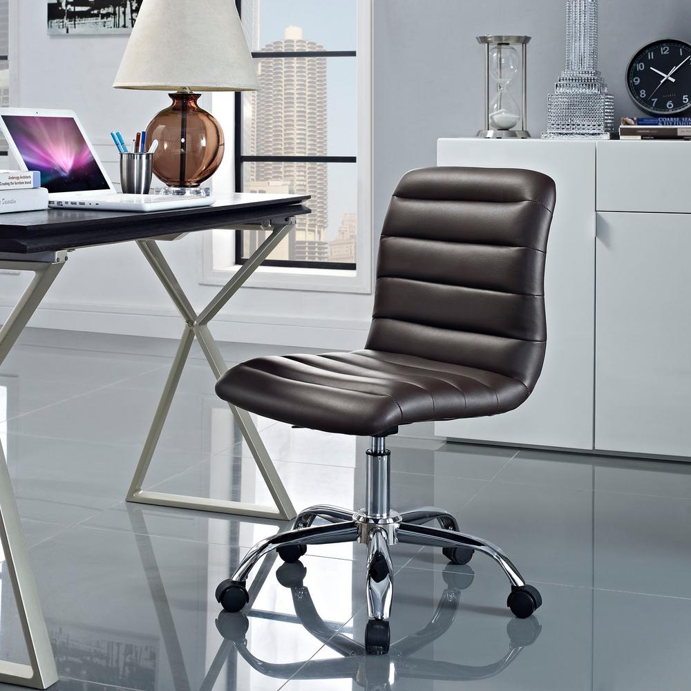 Modway Ripple Armless Mid Back Vinyl Swivel Computer Desk Office Chair - Computer Chair - BUILDMYPLACE