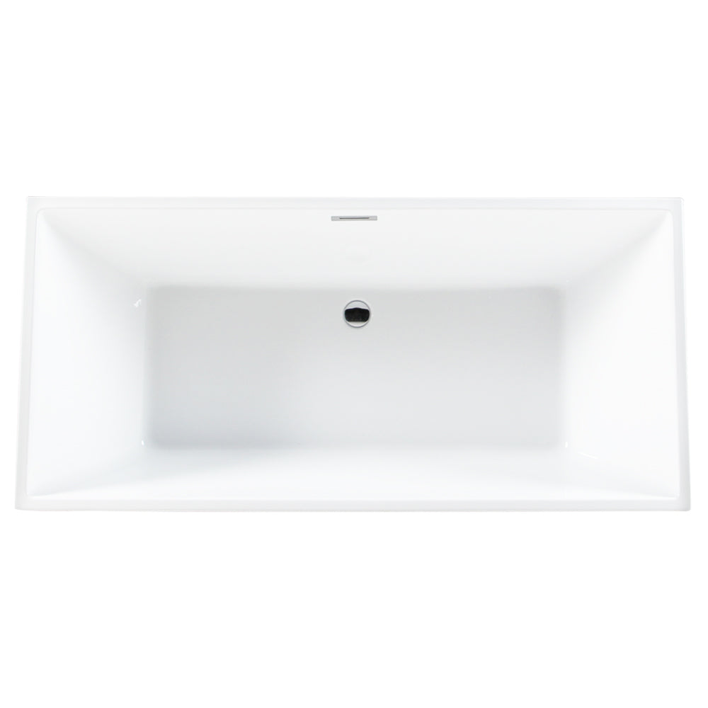 Acrylic Freestanding Tub with Drain, White - BUILDMYPLACE