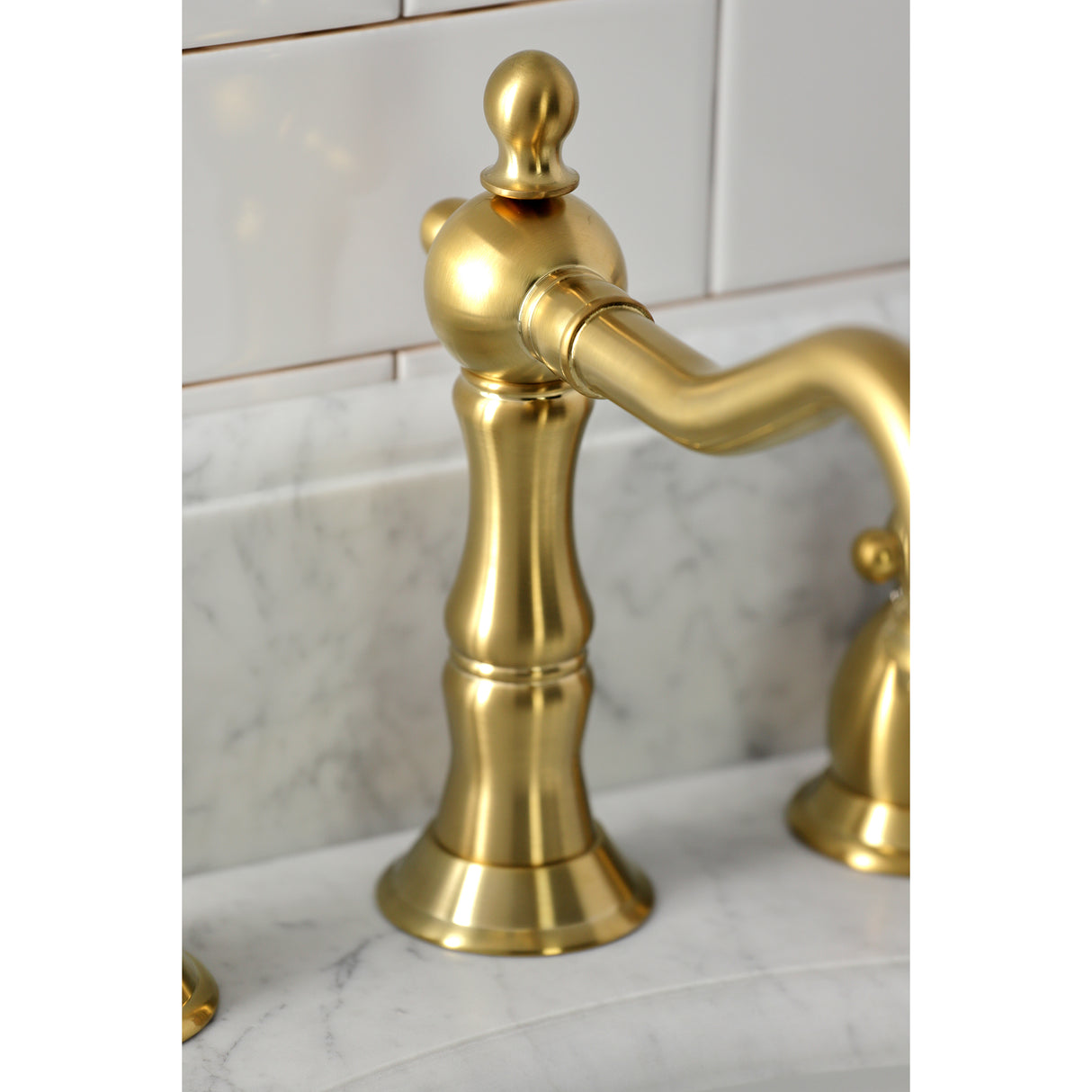 Widespread Bathroom Faucet w/ Brass Pop-Up