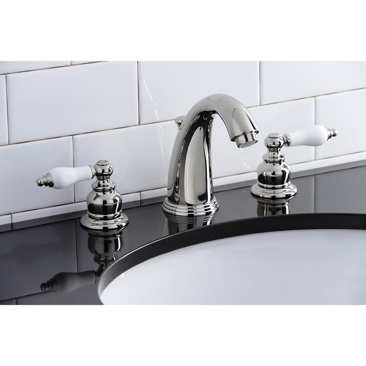 Victorian Two Handle 8 In. Two-handle 3-Hole Deck Mount Widespread Bathroom Sink Faucet