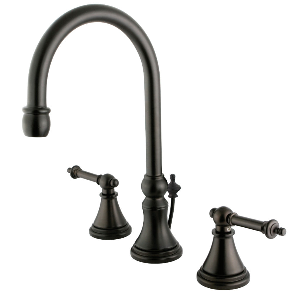 Tuscany 8 In. Two-handle 3-Hole Deck Mount Widespread Bathroom Sink Faucet with Brass Pop-up