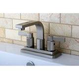 NuvoFusion 4 In. Centerset 2-Hole Double Handle Deck Mount Bathroom Sink Faucet With brass push pop-up