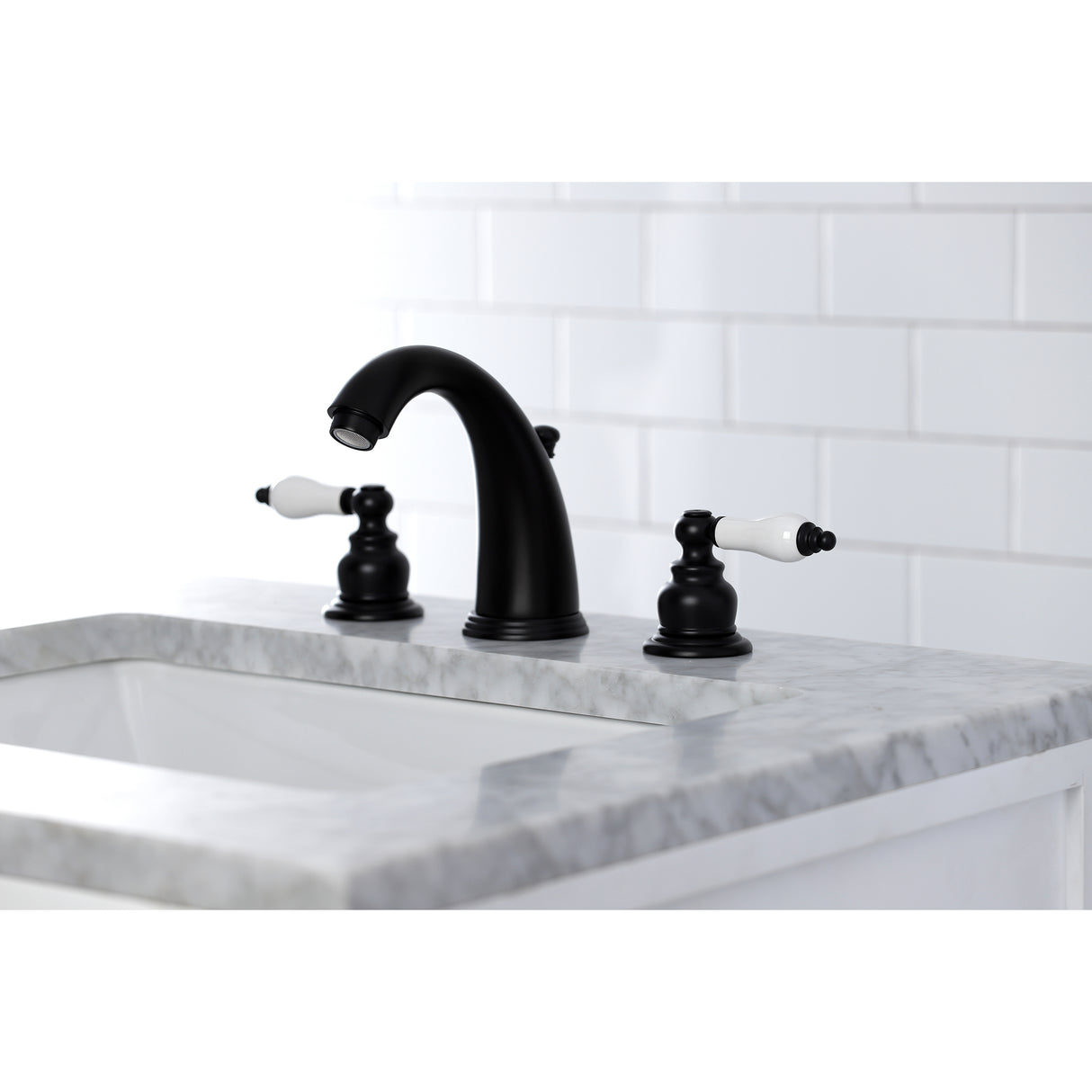 Victorian Two Handle 8 In. Two-handle 3-Hole Deck Mount Widespread Bathroom Sink Faucet