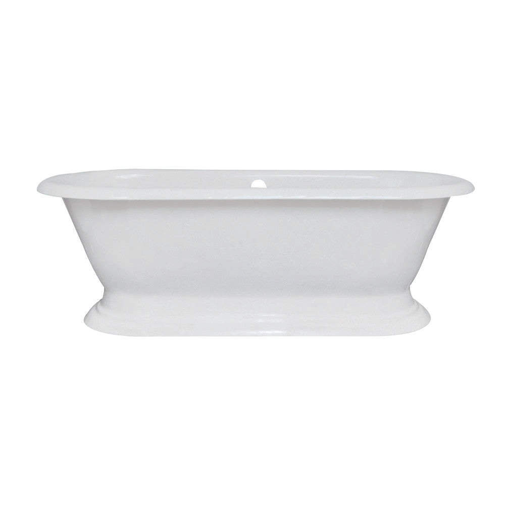 Cast Iron Double Ended Pedestal Tub (No Faucet Drillings), White