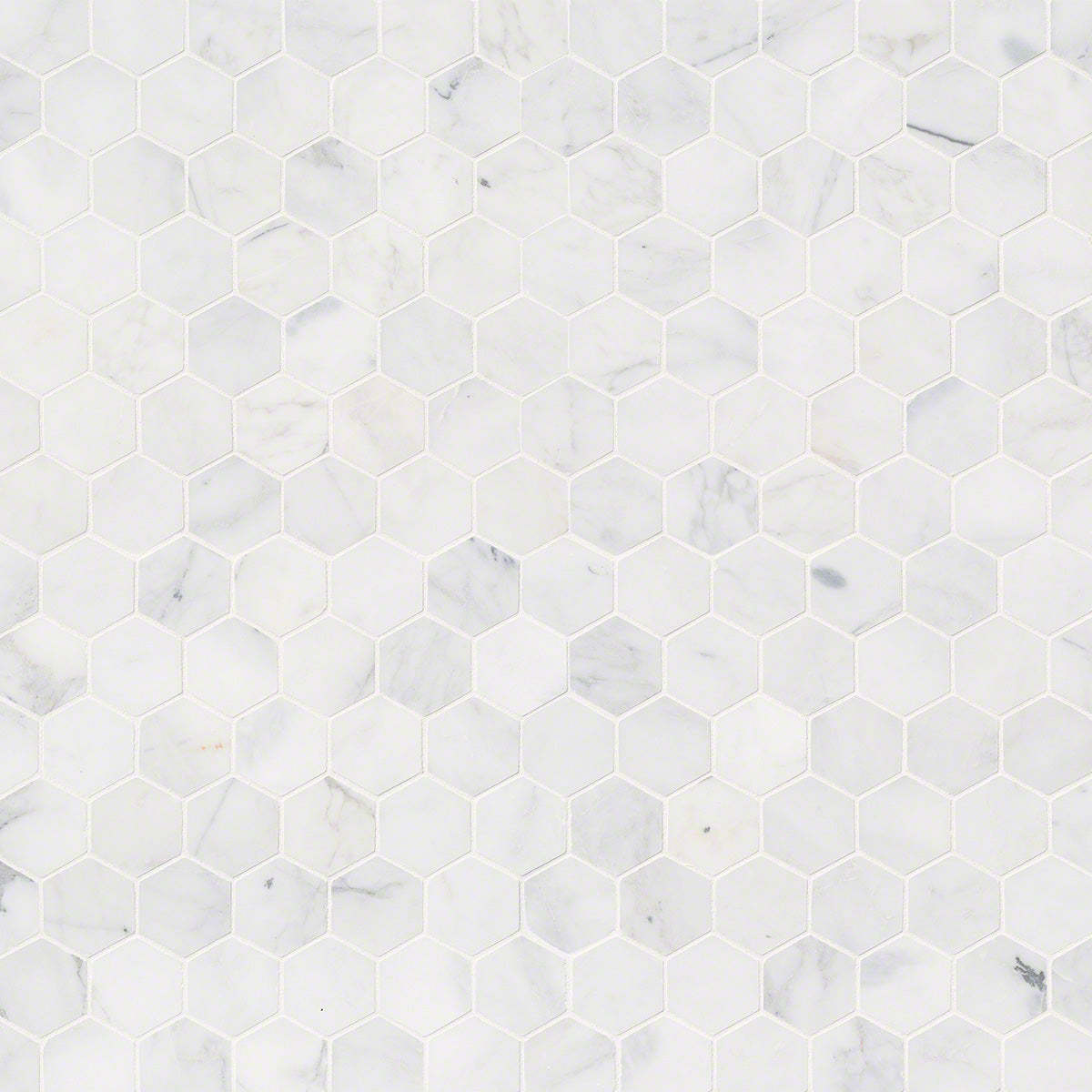2" X 2" Hexagon Calacatta Cressa Honed White Marble Mosaic Tile (9.8SQ FT/CTN)