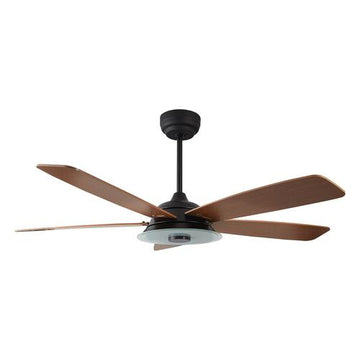 Striker Black/Wood 5 Blade Smart Ceiling Fan with Dimmable LED Light Kit Works with Remote Control, Wi-Fi apps and Voice control via Google Assistant/Alexa/Siri