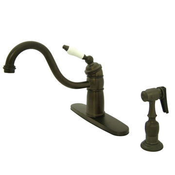 Victorian Mono Block 8" Kitchen Faucet With Brass Sprayer