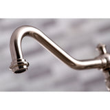 Restoration 8" Bridge Kitchen Faucet With Sprayer Includes Cross Handles For Easy Rotation