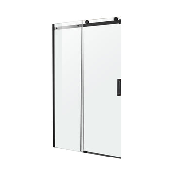 Rhodes Series 48 in. W x 76 in. H Frameless Sliding Shower Door with Handles & 8mm Clear Glass - Matte Black