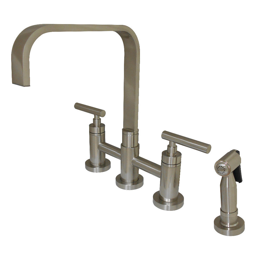 Kingston Brass Victorian 2-Handle Bridge Kitchen Faucet with Side Sprayer  in Polished Bras