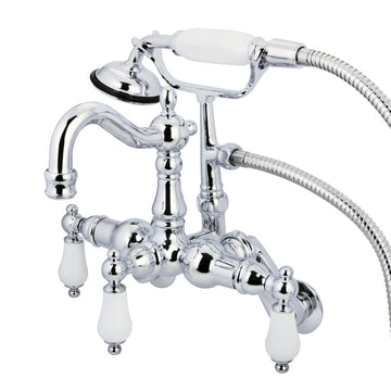 Vintage Adjustable Center Wall Mount Tub Faucet With Hand Shower In 7.5