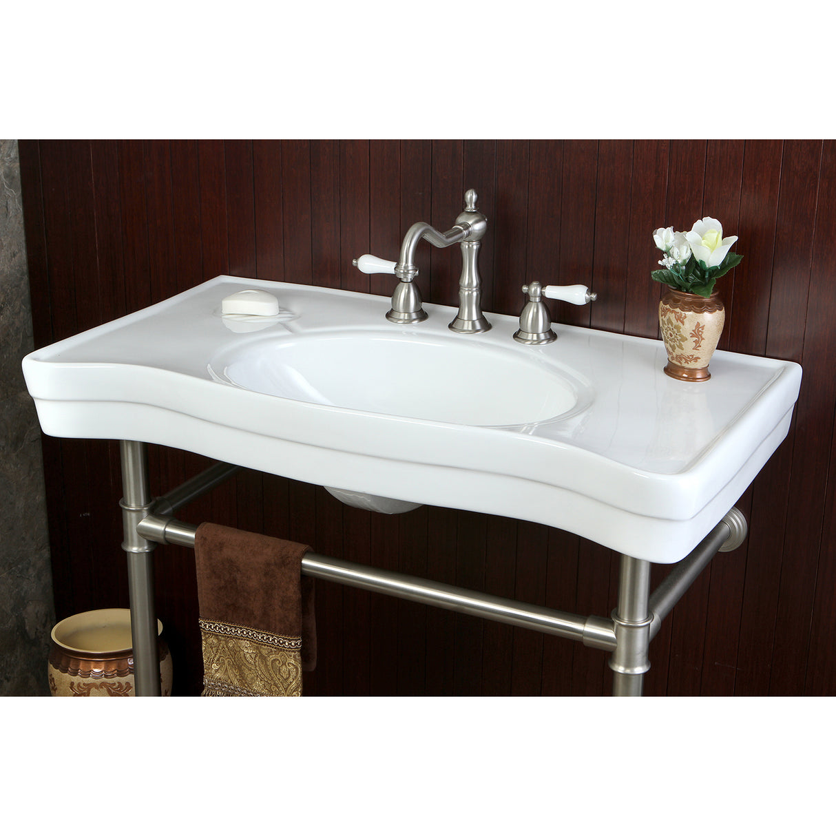 Imperial 36" x 19" Ceramic Console Sink with Stainless Steel Legs