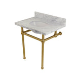 Templeton 30" X 22" Carrara Marble Vanity Top with Brass Feet Combo