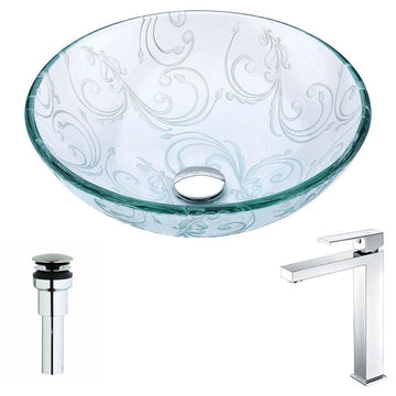 Glass Vessel Sink With Enti Faucet - Vieno Series Deco