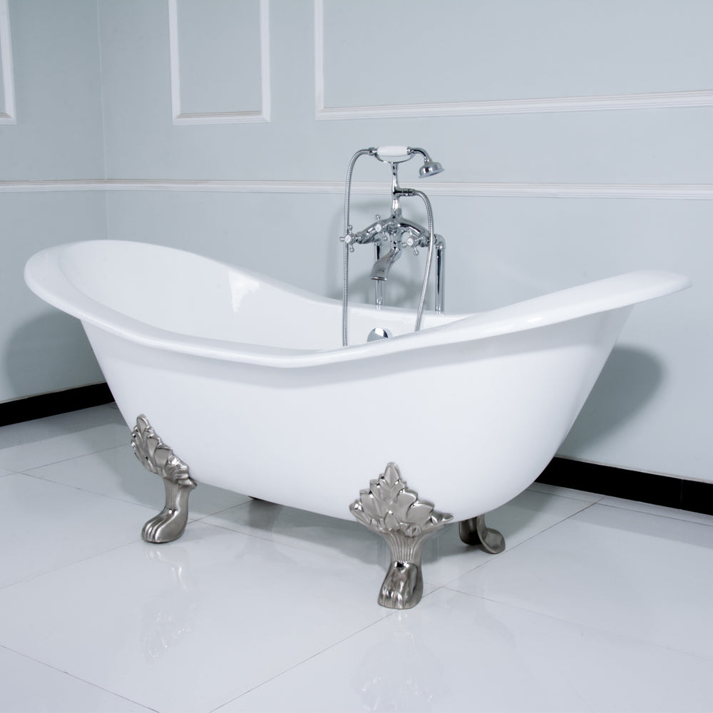 Cast Iron Double Slipper Clawfoot Tub (No Faucet Drillings)