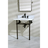 Templeton 30" x 22" Carrara Marble Vanity Top with Brass Console Legs