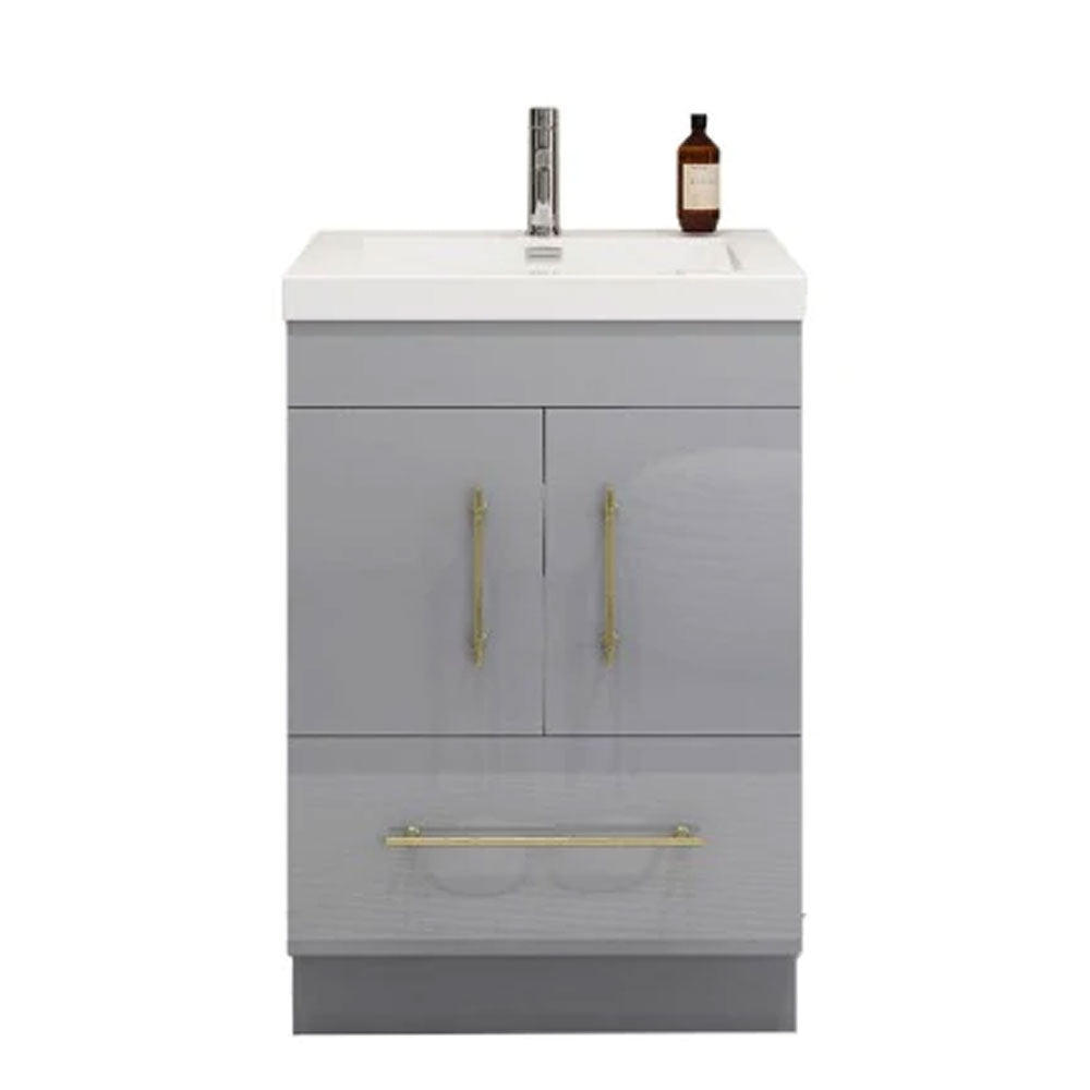 Everest Freestanding Bathroom Vanity with Acrylic Sink, Doors & Drawers