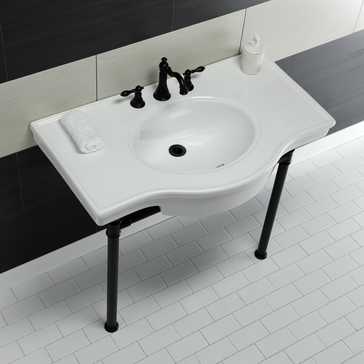 Templeton 37" x 22" Ceramic Console Sink with Stainless Steel Legs