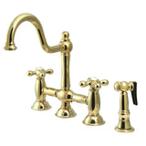 Restoration Traditional Bridge Kitchen Faucet with Brass Sprayer