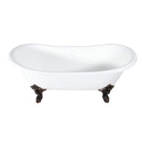 Cast Iron Double Slipper Clawfoot Tub (No Faucet Drillings)