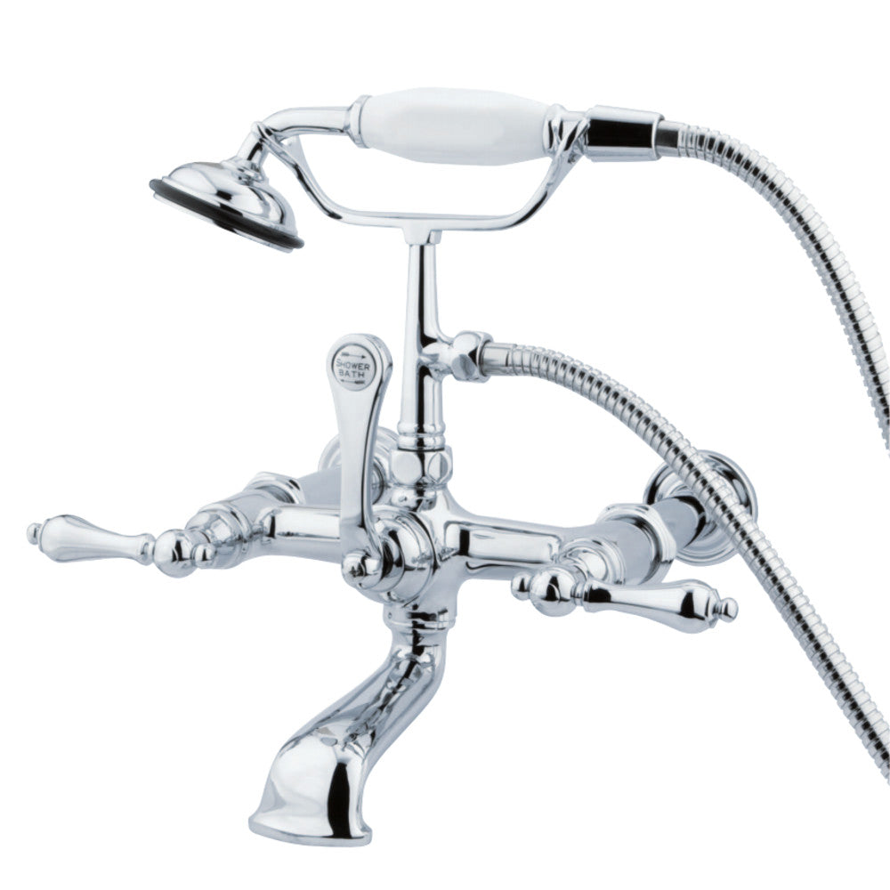 Vintage 7" Spread Wall Mount Leg Tub Filler With Hand Shower