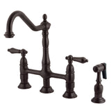 Heritage Bridge Kitchen Faucet with Brass Sprayer