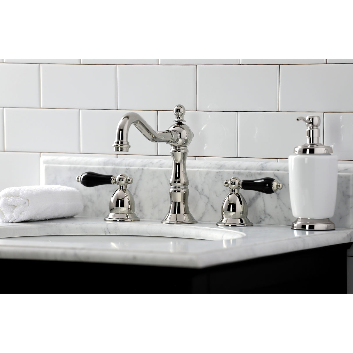 Widespread Bathroom Faucet w/ Brass Pop-Up