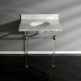 Templeton 30" x 22" Carrara Marble Bathroom Console Vanity with Acrylic Pedestal