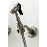 Heritage Traditional Wall Mount Bridge Kitchen Faucet with Brass Sprayer