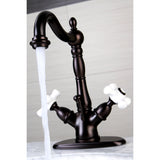 Heritage Two-handle Single Hole Deck Mount Bathroom Sink Faucet with Brass Pop Up & Cover Plate