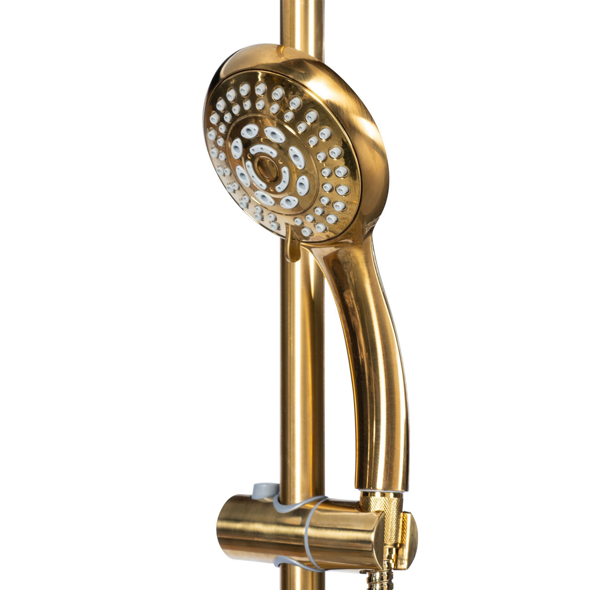 Rain Shower System W/ 8" Showerhead - 36.25"H X 8"W X 23.75"D - Brass - Adjustable Brass Slider - Surface Mounted Shower Systems