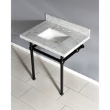 Templeton Vanity with Sink & Brass Feet Combo, 30" x 22", Carrara Marble