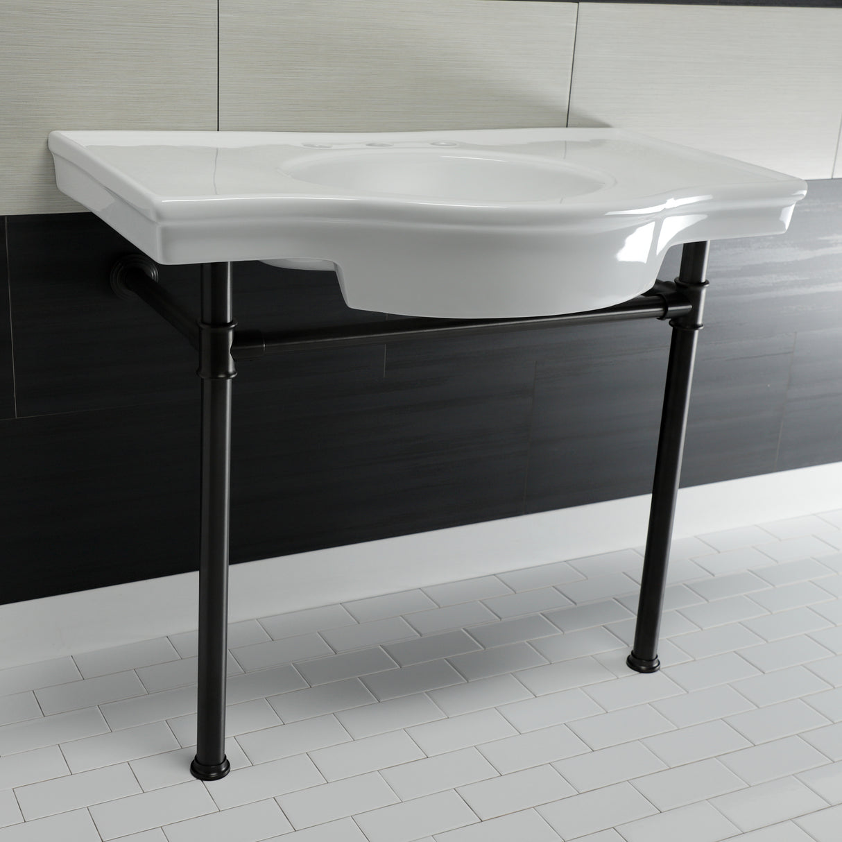 Templeton 37" x 22" Ceramic Console Sink with Stainless Steel Legs