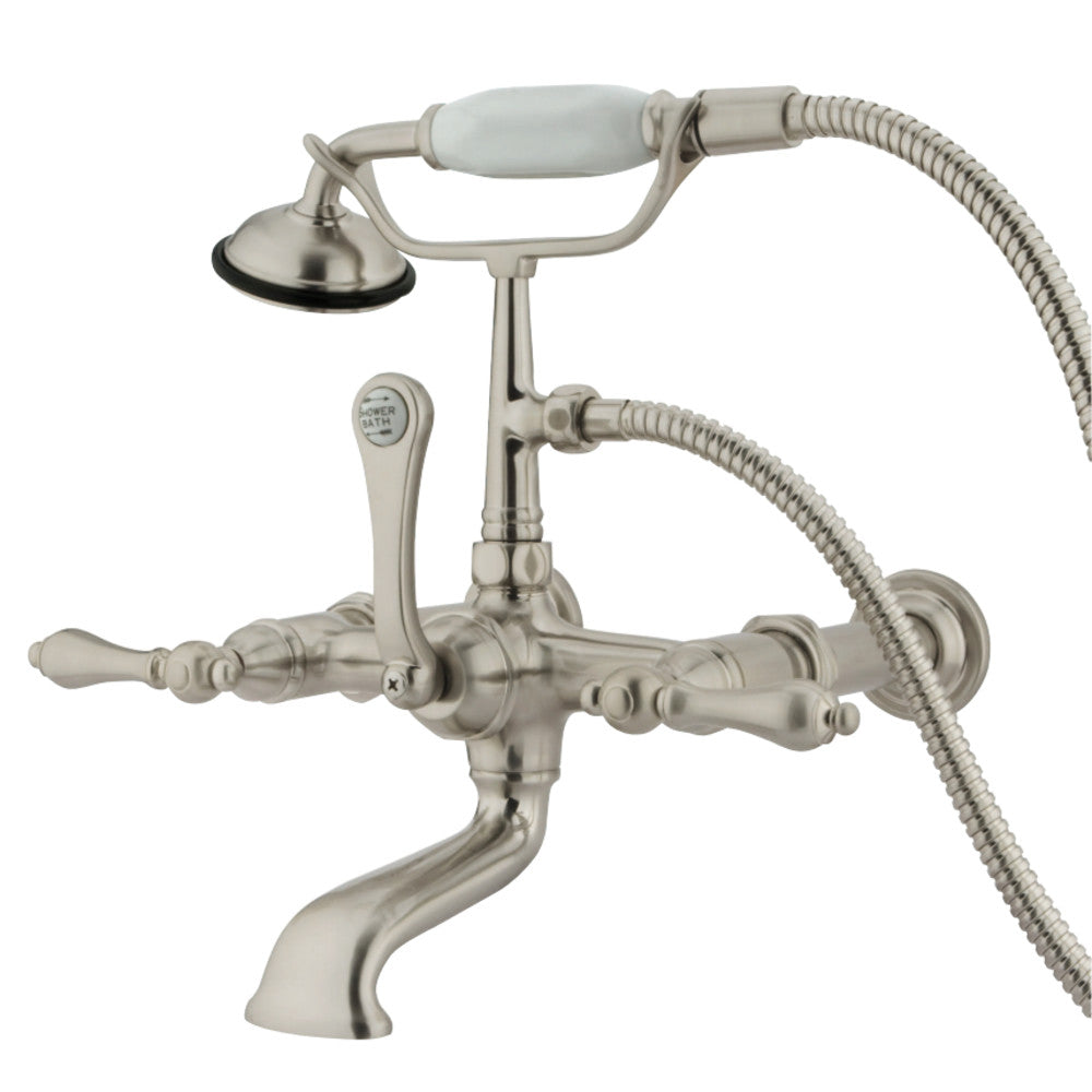 Vintage 7" Spread Wall Mount Leg Tub Filler With Hand Shower