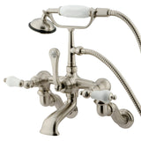 Vintage Adjustable Center Wall Mount Tub Faucet With Hand Shower In 9.75" Spout Reach