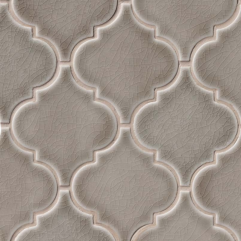 11" X 16" Dove Gray Arabesque Glossy Light Gray Ceramic Mosaic Sheet (11.7SQ FT/CTN)